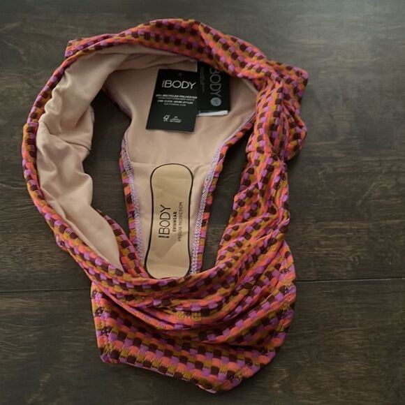 NWT Cotton on body high waisted cheeky bikini bottom retro texture violet cross - Picture 3 of 7